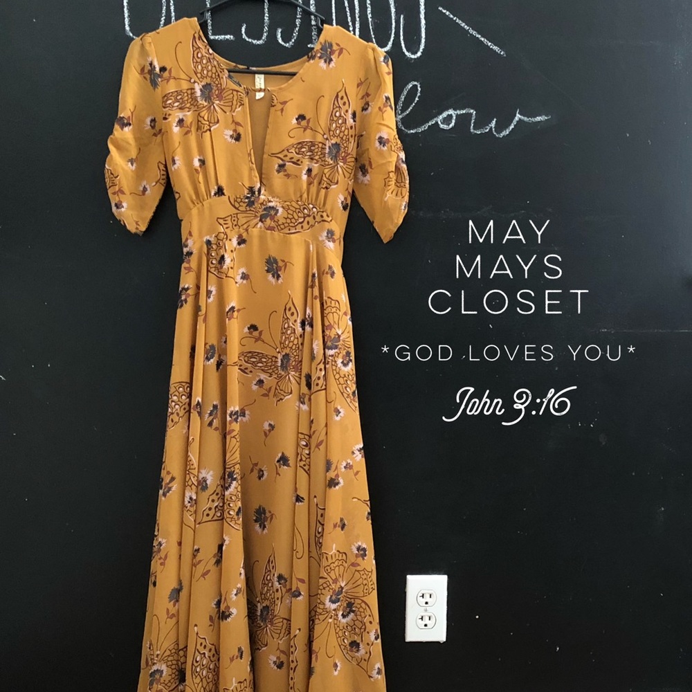 LOWEST Free People Bonnie Dress Marigold Butterfly